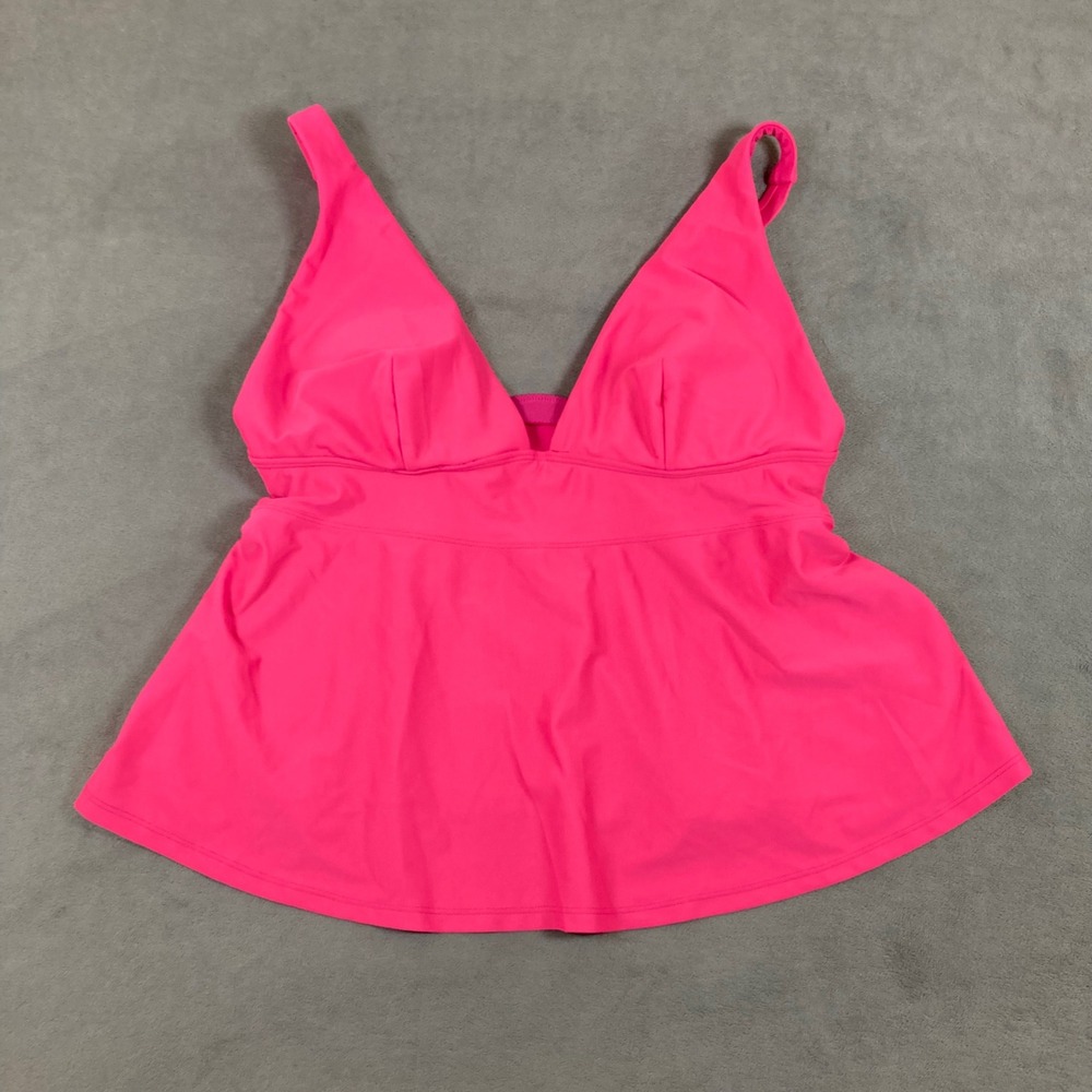 Old Navy Womens Neon Pink V-Neck Tankini Swim Top Adjustable Straps Size Large